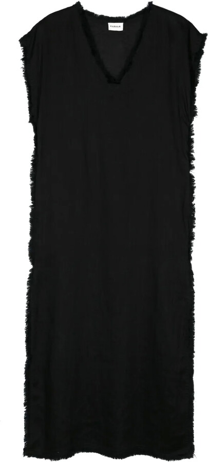 P.A.R.O.S.H. Frayed Linen Midi Dress