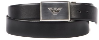 Emporio Armani Black Leather Eagle Belt