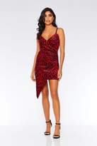 Thumbnail for your product : Quiz Red Velvet Leopard Wrap Front Dress