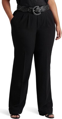 Lauren Ralph Lauren Plus Size Pleated Sable Crepe Pants (Black