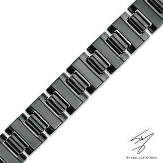 Zales Men's Shaquille O'Neal 15.0mm Link Bracelet in Black Ion-Plated Tungsten - 8.5"
