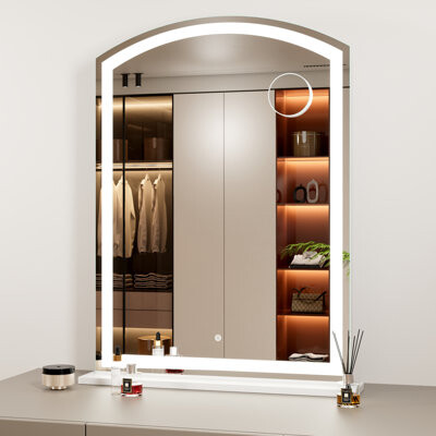 Latitude Run Lighted Makeup Mirror, Hollywood Vanity Mirror with Lights