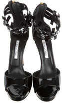 Thumbnail for your product : Oscar de la Renta Elin Patent Leather Platform Sandals w/ Tags