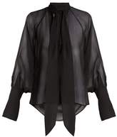 Thumbnail for your product : Petar Petrov Tie-neck Silk Blouse - Womens - Black
