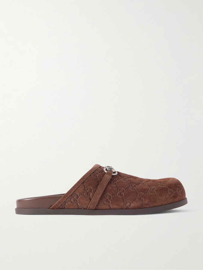 Gucci Rhein Horsebit-Embellished Suede Mules