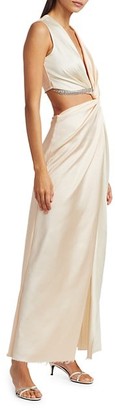 Marina Moscone Sleeveless Twist Satin Gown