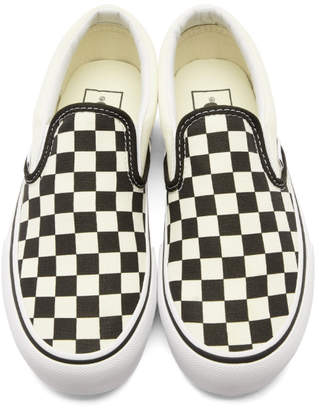 Vans Off-White and Black Checkerboard Classic Slip-On Platform Sneakers