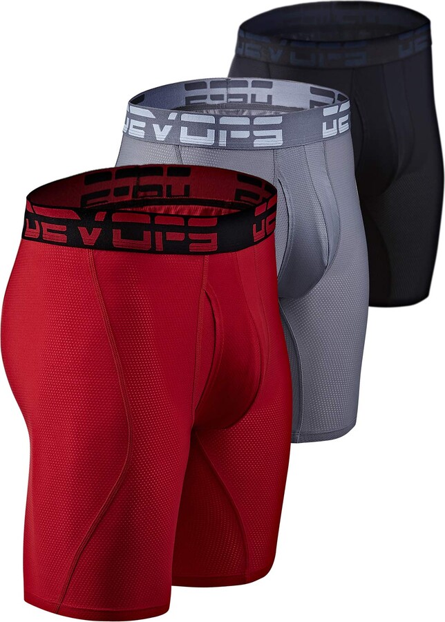 DEVOPS Men's Perfomance Cool Dry Mesh Underwear Boxer Trunk 9-inch ...