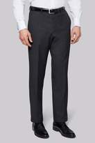 Thumbnail for your product : Moss Bros Moss Bespoke Flat Front Charcoal Herringbone Regular Fit Trousers