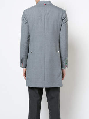 Thom Browne High Armhole Chesterfield With Red, White And Blue Selvedge Placement And Silk Faille Lapel In School Uniform Plain Weave