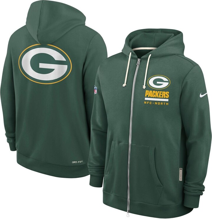 Nike Men's Green Green Bay Packers Sideline Utility Player Performance Full-Zip Hoodie