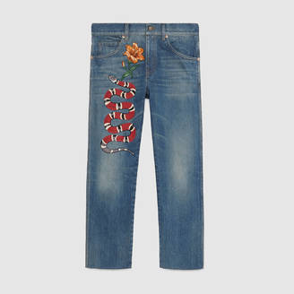 Gucci Embroidered denim pant