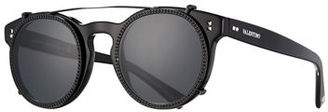 Valentino Round Crystal-Rim Sunglasses