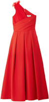 Thumbnail for your product : Preen by Thornton Bregazzi One-shoulder Tulle-trimmed Stretch-cady Midi Dress