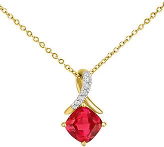 Naava 9ct Yellow Gold Square Create Ruby and Diamond Twist Pendant Necklace of 46cm