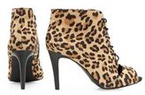 Thumbnail for your product : New Look Wide Fit Brown Leopard Print Lace Up Peeptoe Heels