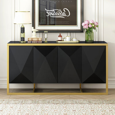 Cabinet with Distinctive Metal Legs and Irregular Door Design