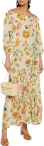 Thumbnail for your product : Anjuna Lavinia off-the-shoulder floral-print burnout metallic silk-blend maxi dress