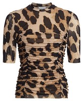Thumbnail for your product : Ganni Leopard Mesh Top