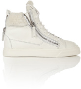 Thumbnail for your product : Giuseppe Zanotti Leather High-Top Sneakers with Shearling