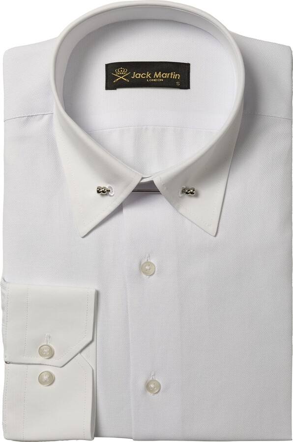 Jack Martin London White Oxford Pin Collar Formal Shirts For Adult Men