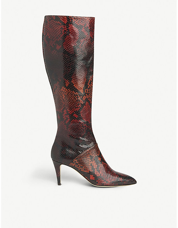 Lk Bennett Gini Snakeskin Embossed Leather Knee High Boots Shopstyle
