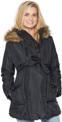 Motherhood Maternity Three-In-One Belted Quilted Puffer Coat