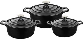La Cuisine PRO 6-Piece Cast Iron Round Casserole Set with Enamel Finish in High Gloss Teal