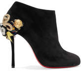 Christian Louboutin - Galobella 100 Embellished Suede Ankle Boots - Black