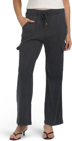 TJMAXX Drawstring Pants With Cargo Pockets For Women, Spandex/Cotton