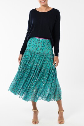 Libelula Midi Emma Skirt Turquoise Awakening Print