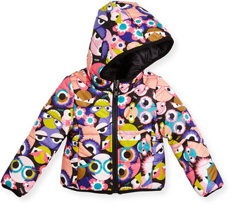 Fendi Floral Hooded Monster-Print Reversible Jacket, Multicolor, Size 10-12+