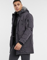 Thumbnail for your product : Soul Star parka jacket in charcoal