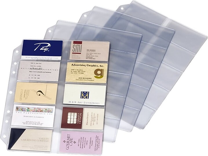 Cardinal Business Card Refill Pages, 20 Card Capacity, Clear, 10/Pack (7860 000)