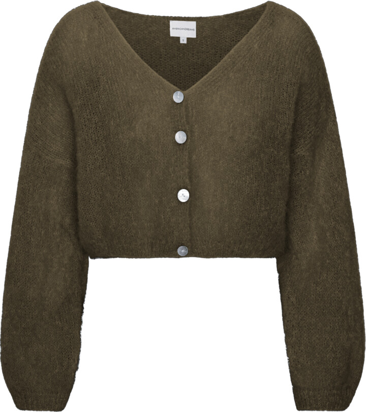 Americandreams Neutrals Cornelia Cropped Cardigan Dark Taupe