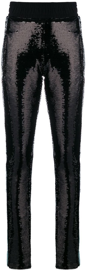black sequin skinny pants