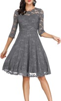 Thumbnail for your product : JASAMBAC Lace Dresses for Women 3/4 Sleeve Sheer Sleeve Cocktail Party Wedding Guest Dresses Light Blue XL