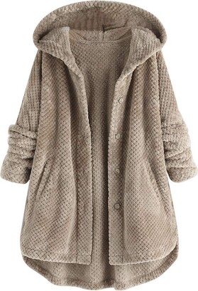 JURTEE Faux Fleece Jacket Women Fur Coat with Hood Winter Warm Teddy Bear  Outwear Gray - ShopStyle Plus Size Outerwear