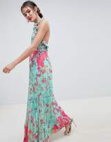 Thumbnail for your product : ASOS DESIGN Pleated Maxi Dress With Ruffle Open Back In Vintage Floral