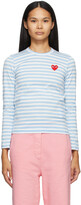 Thumbnail for your product : Comme des Garçons PLAY Blue & White Striped Heart Patch Long Sleeve T-Shirt