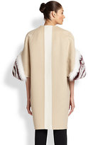Thumbnail for your product : Fendi Stripe Fur-Trimmed Cashmere Coat