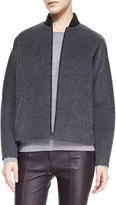 Thumbnail for your product : Vince Knit-Trim Fleece Bomber Jacket