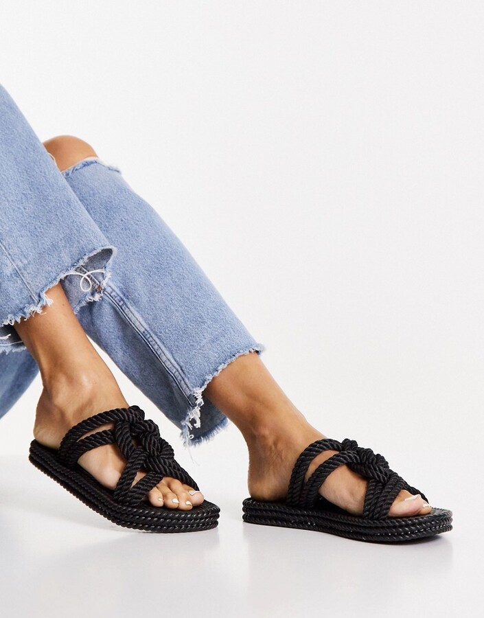 ASOS DESIGN Fabio jelly rope detail sandals in black - ShopStyle