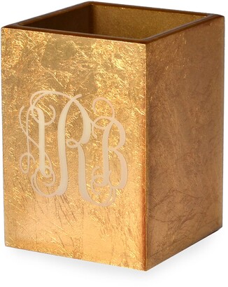 Mike and Ally Eos Monogram Wood Brush Holder, Gold
