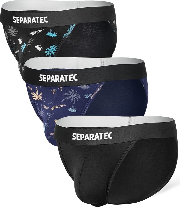 Separatec Men's Bikini Briefs 2.0 Bamboo Rayon Underwear Breathable Dual  Pouch Printing or Coconut or Black 3 Pack (XL - ShopStyle
