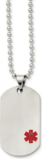 Black Bow Jewelry Co. BlackBowJewelryTitaniumMedicalDogTagonStainlessSteelNecklace22Inch