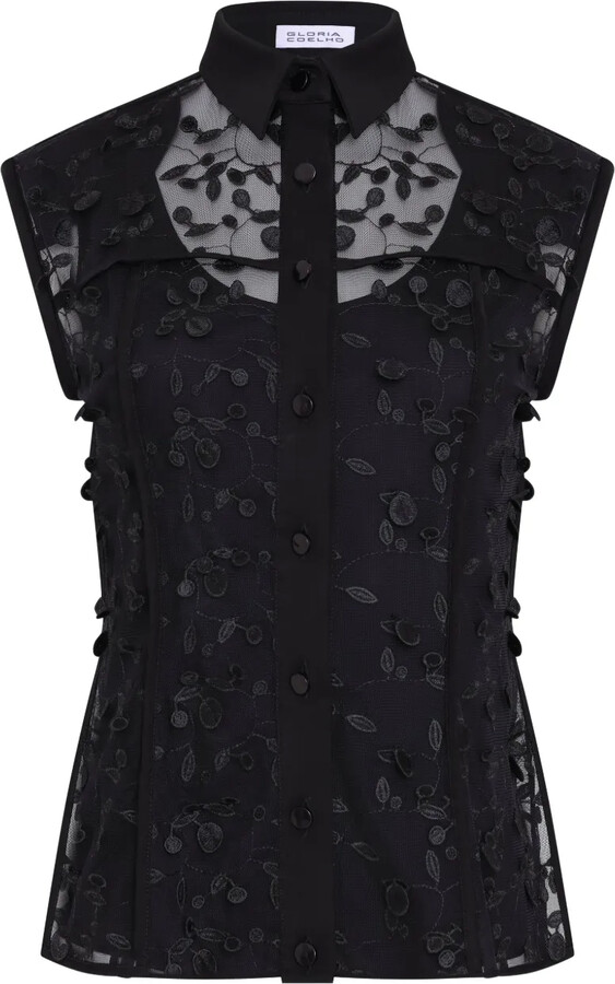 Gloria Coelho Floral-Appliqué Buttoned Shirt