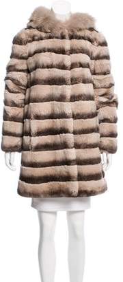 Glamour Puss Glamourpuss Hooded Mixed Fur Coat w/ Tags