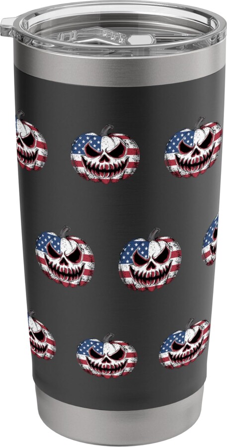 Halloween Patriot Patriotic American Flag Halloween Pumpkin USA Stainless Steel Insulated Tumbler
