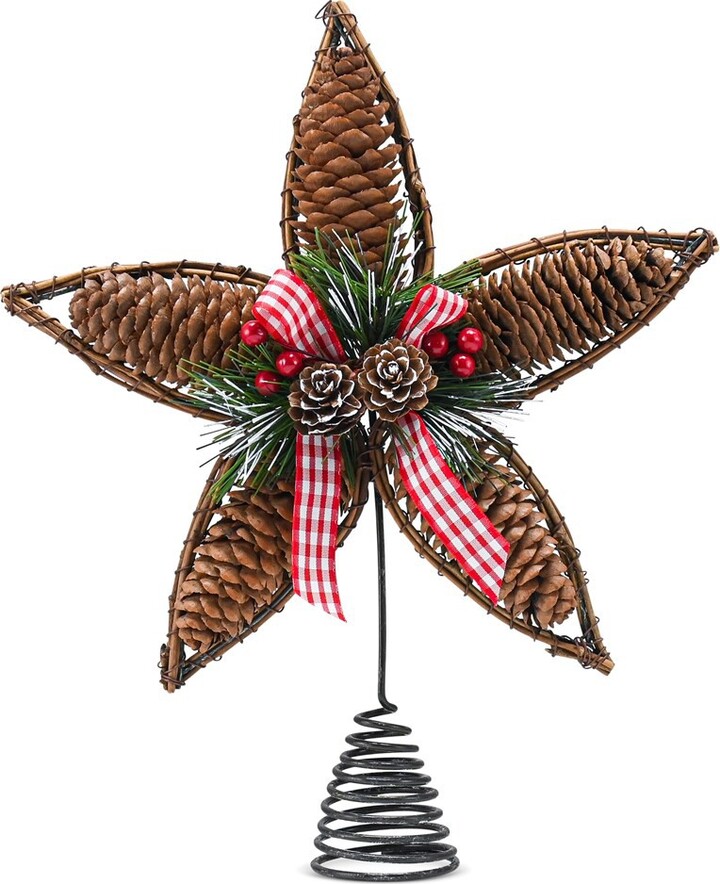 Ornativity Rattan Acorn Star Tree Topper with Holly ShopStyle
